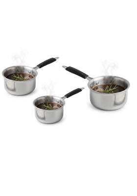 Bartan Star Triply Cute Mini Sauce Pan Ideal for Tea | 250 ml | 8.5 fl oz | 3-Piece Set | Induction Compatible | Heavy Bottom
