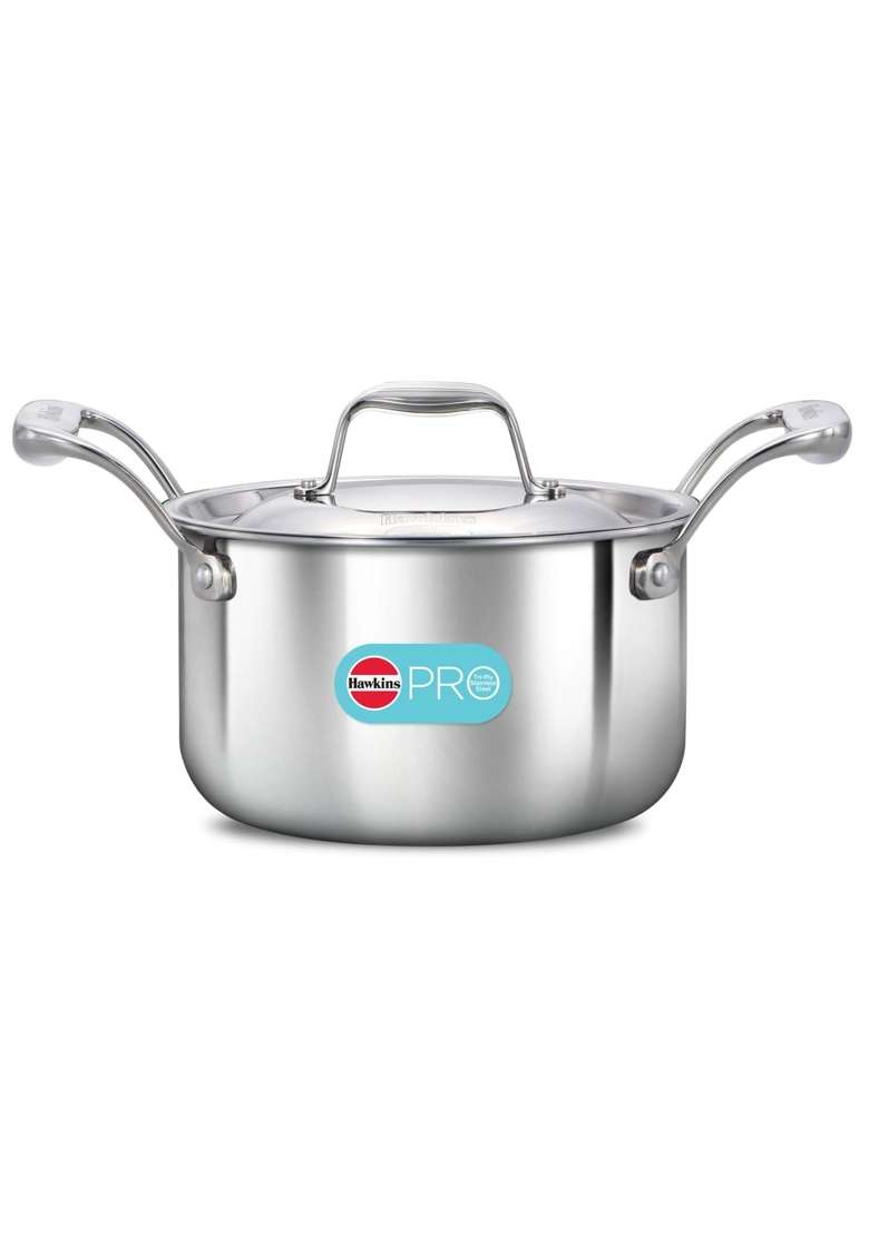 Hawkins Triply Stainless Steel Pro Stewpot | 2 L | 2.1 Qt | Induction Compatible - Indya