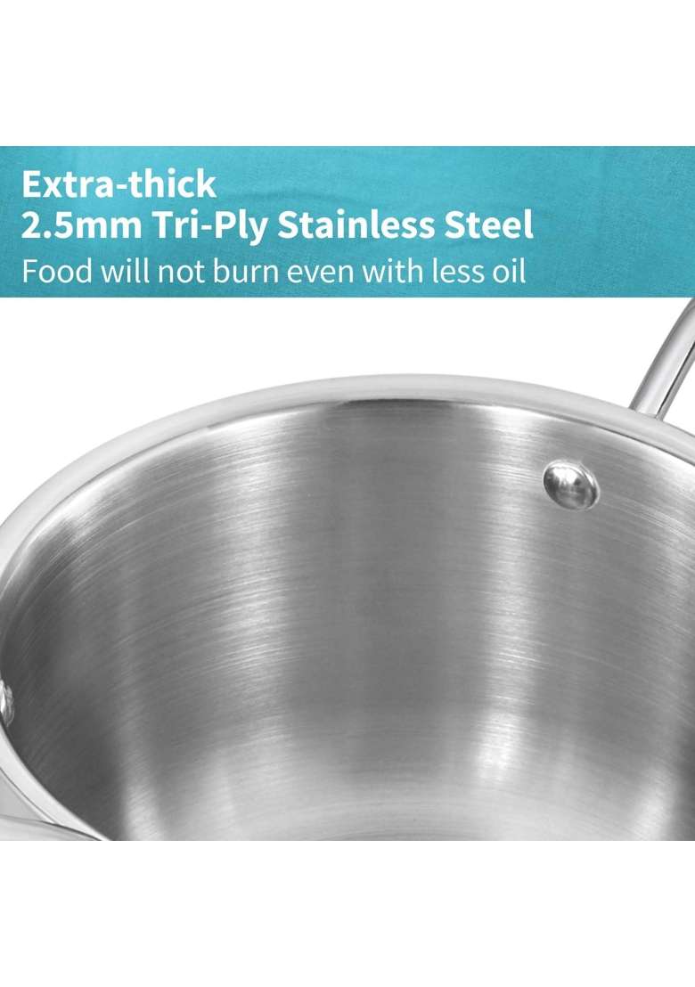 Hawkins Triply Stainless Steel Pro Stewpot | 2 L | 2.1 Qt | Induction Compatible - Indya