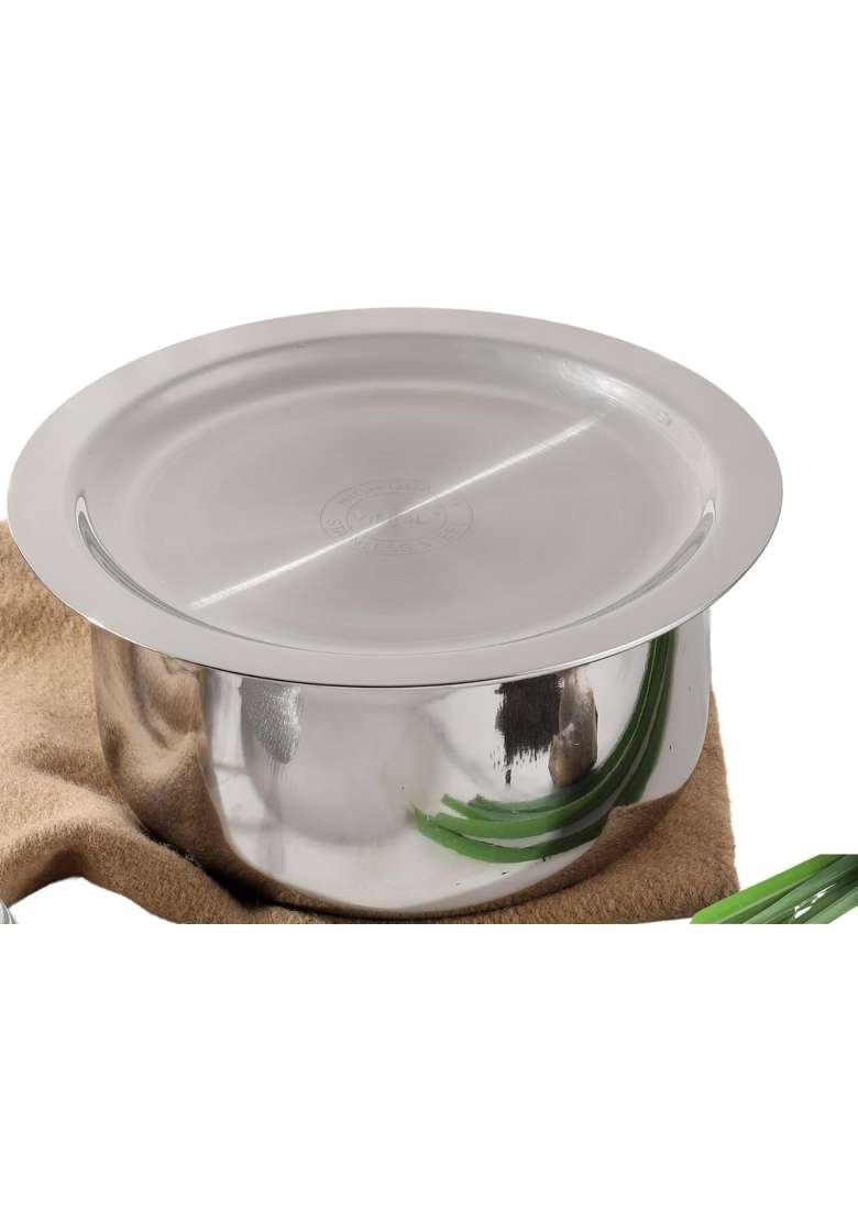 Vinod Platinum Triply Stainless Steel Tope Cooking Pot with Stainless Steel Lid Capacity | 2.5 L | 2.6 Qt | 18 cm | 7.1 Inch | Induction Compatible - Indya