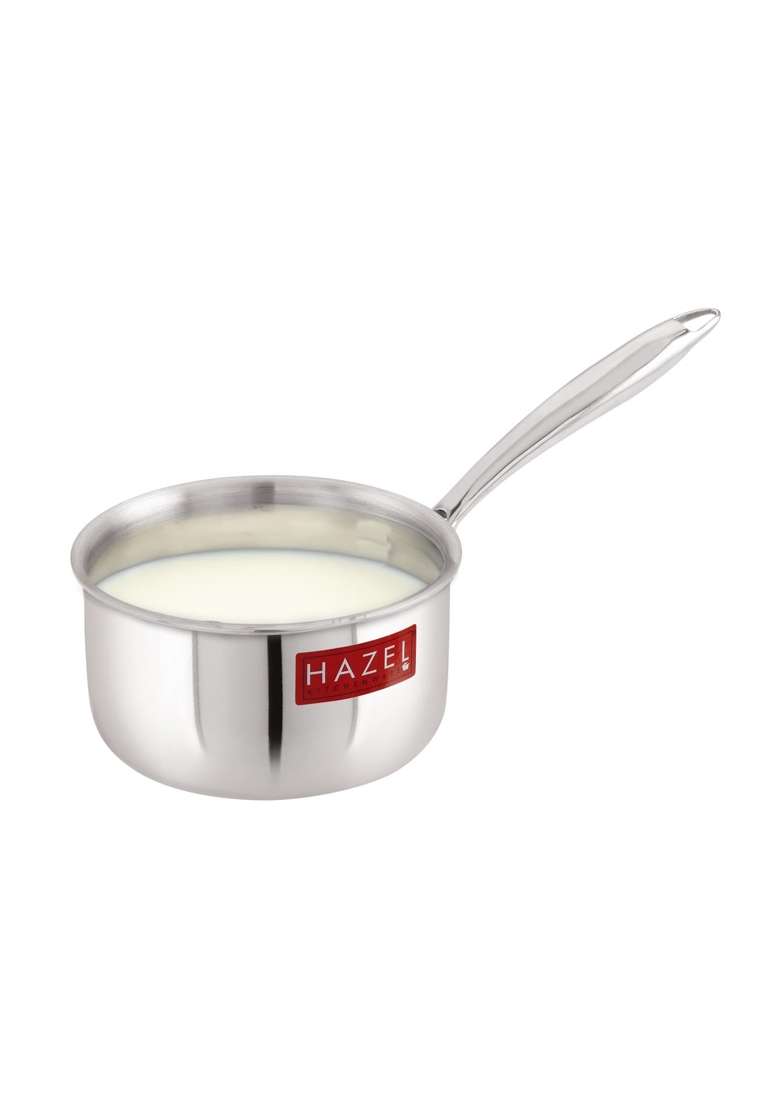 HAZEL Triply Stainless Steel Saucepan | 1.6 L | 1.7 Qt | 17.5 cm | 6.9 Inch | Induction Compatible - Indya