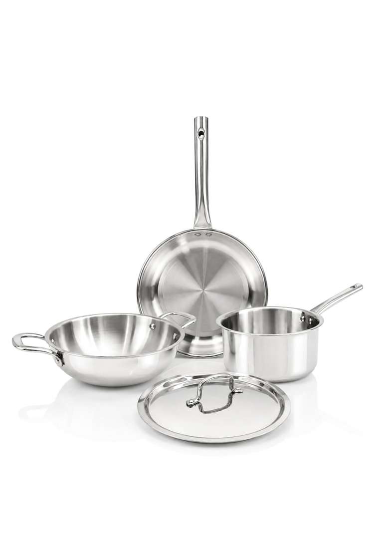 Classic Steels Classic Steel Stainless Steel Triply Cookware Gift Set | 22 cm | 8.7 Inch | 4-Piece Set | Induction Compatible | With Lid | Food Safe - Indya