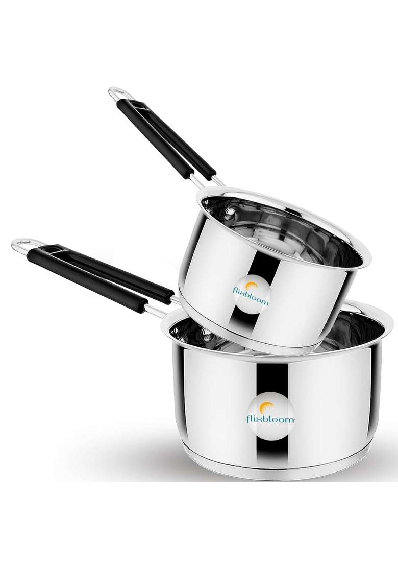 FLIXBLOOM Edge Family Pcs Combo Pack and Stainless Steel Triply-Bottom Induction and LPG | 3 L | 3.2 Qt | 2-Piece Set - Indya