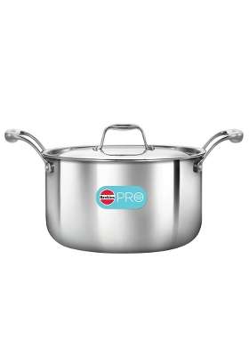 Hawkins Triply Stainless Steel Pro Stewpot | 5 L | 5.3 Qt | Induction Compatible | With Lid