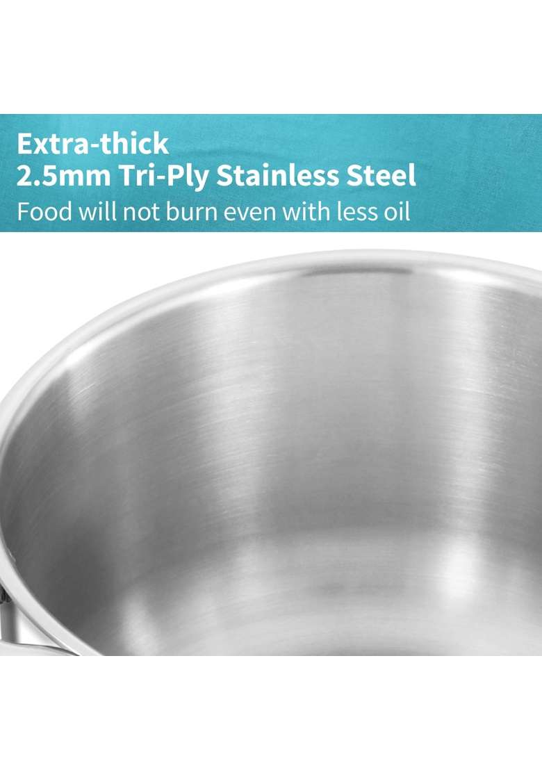 Hawkins Triply Stainless Steel Pro Stewpot | 5 L | 5.3 Qt | Induction Compatible | With Lid - Indya