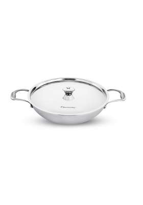 Butterfly Stainless Steel Tez Triply Kadai Wok with Lid | 1.5 L | 1.6 Qt | 30 cm | 11.8 Inch | Induction Compatible