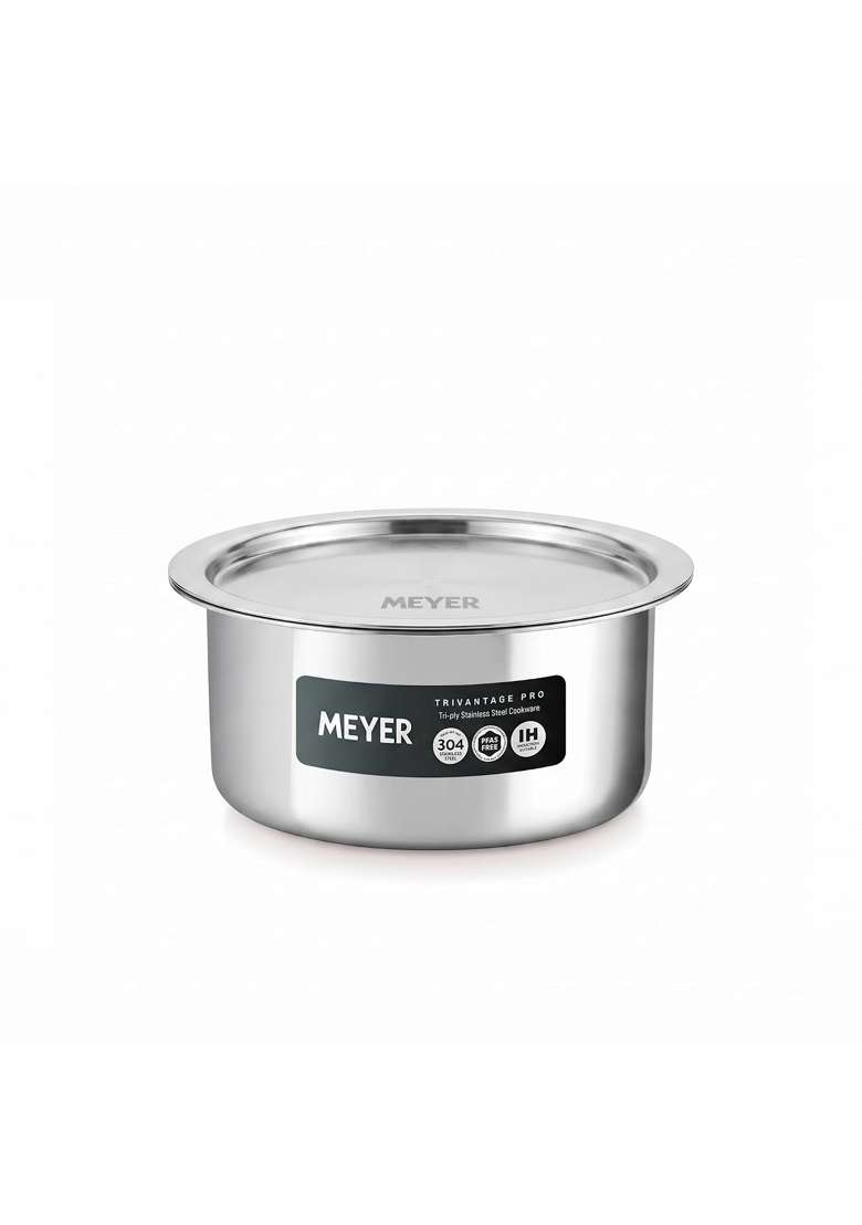 Meyer Triply Stainless Steel Tope Cooking Pot with SS 304 Lid | 1.5 L | 1.6 Qt | 16 cm | 6.3 Inch | Non-Toxic - Indya