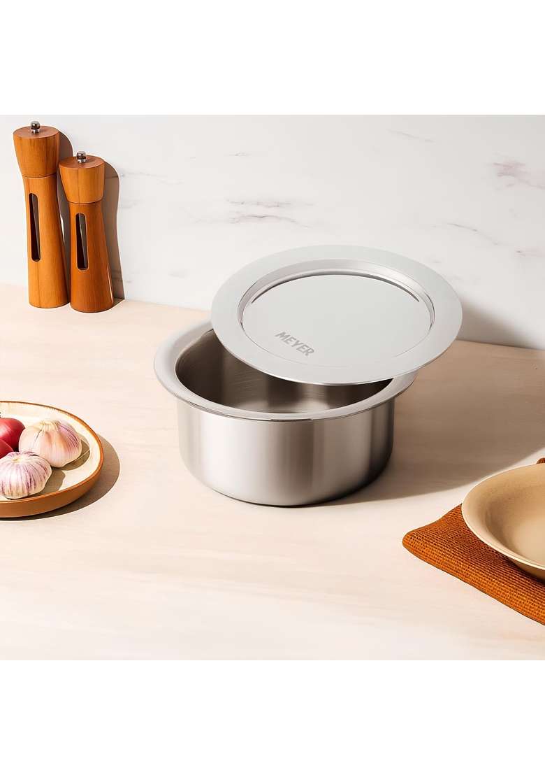 Meyer Triply Stainless Steel Tope Cooking Pot with SS 304 Lid | 1.5 L | 1.6 Qt | 16 cm | 6.3 Inch | Non-Toxic - Indya
