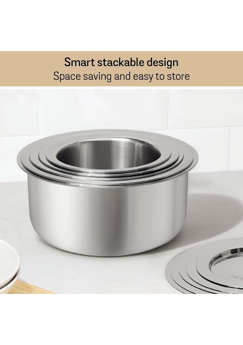 Meyer Triply Stainless Steel Tope Cooking Pot with SS 304 Lid | 1.5 L | 1.6 Qt | 16 cm | 6.3 Inch | Non-Toxic - Indya