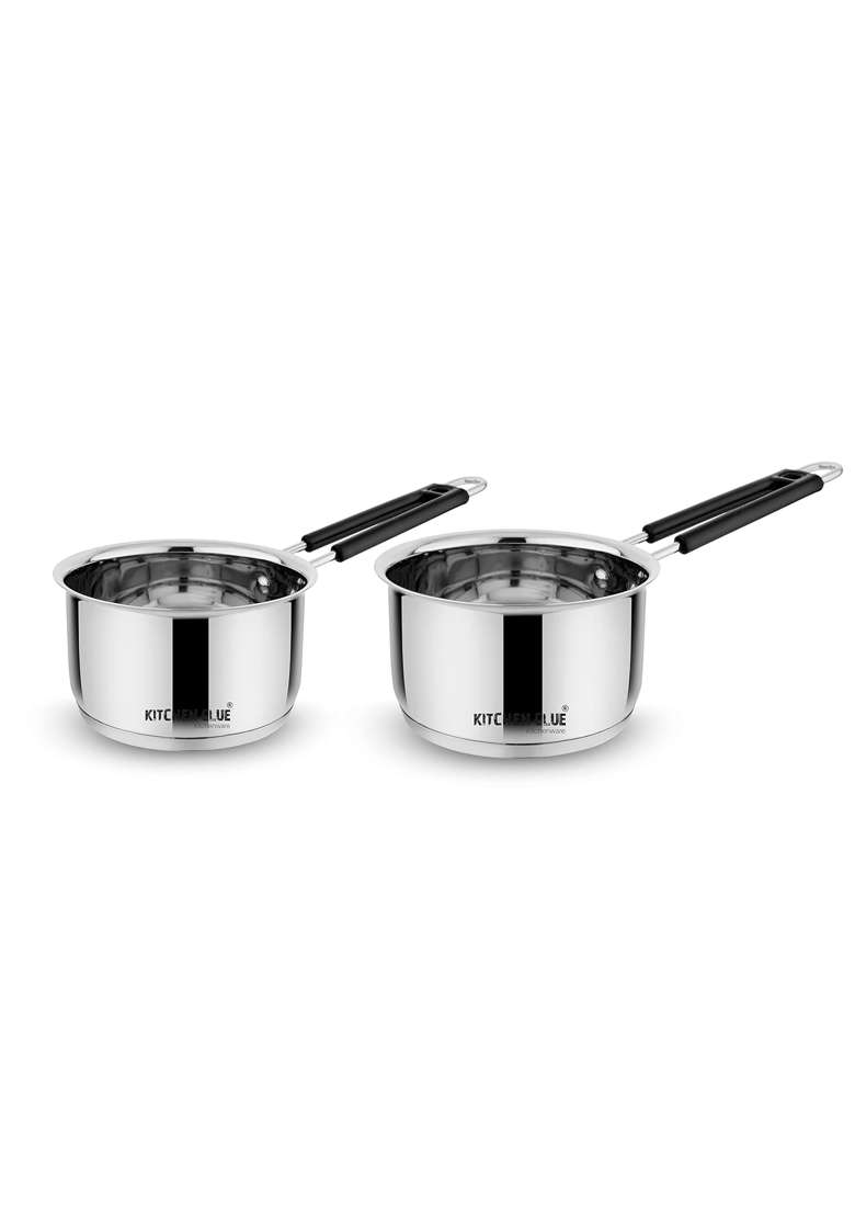 KITCHEN CLUE Stainless Steel Induction Bottom Cookware Pieces | 2000 ml | 67.6 fl oz | 2-Piece Set | Heavy Bottom | Tri-Ply - Indya