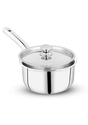 Pigeon Tri-Steel Triply Stainless Steel Sauce Pan with Lid | 2.5 L | 2.6 Qt | Induction Compatible | Heavy Bottom