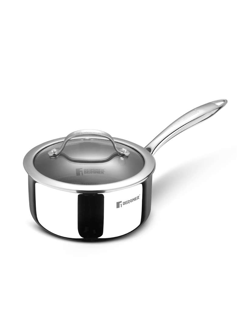 BERGNER Hi-Tech Giro X Triply with Honeycomb Healthy Ceramic Coating Saucepan | 1.6 L | 1.7 Qt | 16 cm | 6.3 Inch | Induction Compatible | PFOA Free - Indya