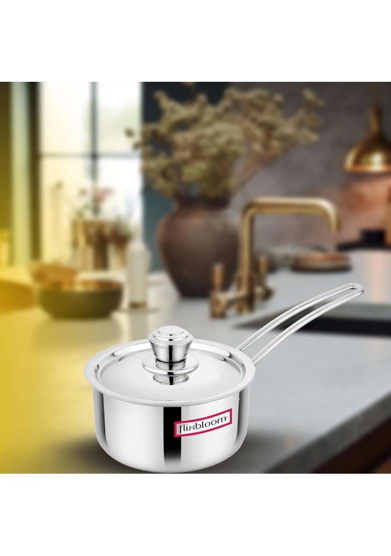 FLIXBLOOM Modern Triply Stainless Steel Aluminium Steel Coalition | 1 L | 1.1 Qt | Induction Compatible | With Lid - Indya