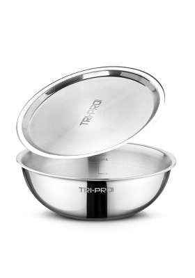 BERGNER TriPro Triply Stainless Steel Cook and Serve | 3 L | 3.2 Qt | 24 cm | 9.4 Inch | Induction Compatible | With Lid