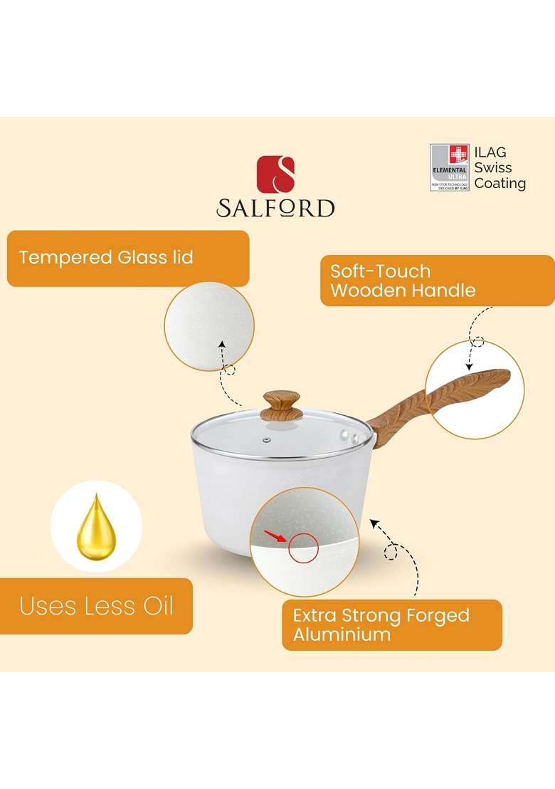 SALFORD Forged Non-Stick Saucepan | 1 L | 1.1 Qt | Induction Compatible | With Lid - Indya