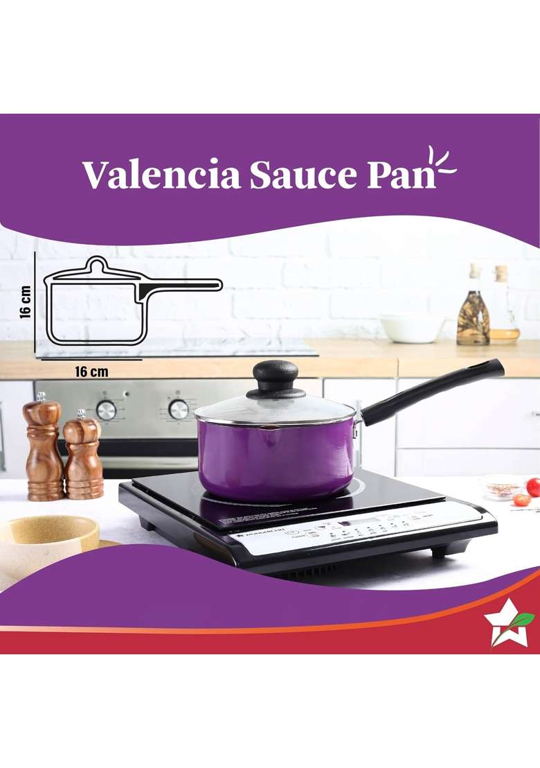 Wonderchef Valencia Non-Stick Sauce Pan with Glass Lid | 1.5 L | 1.6 Qt - Indya