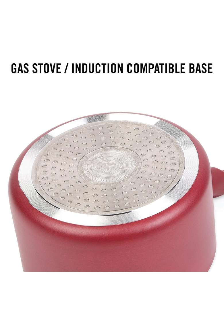 CELLO Crown Induction Base Non Stick Saucepan with Glass Lid | 1.5 L | 1.6 Qt - Indya