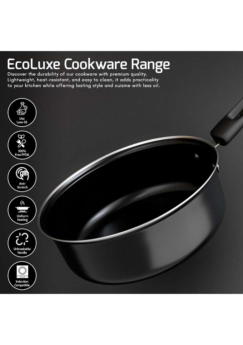 The Earth Store EcoLuxe Medium Saucepan for Tea Milk and Chai Pan Tea Pan Induction Base and Gas Stove | 1.2 L | 1.3 Qt | 16 cm | 6.3 Inch - Indya