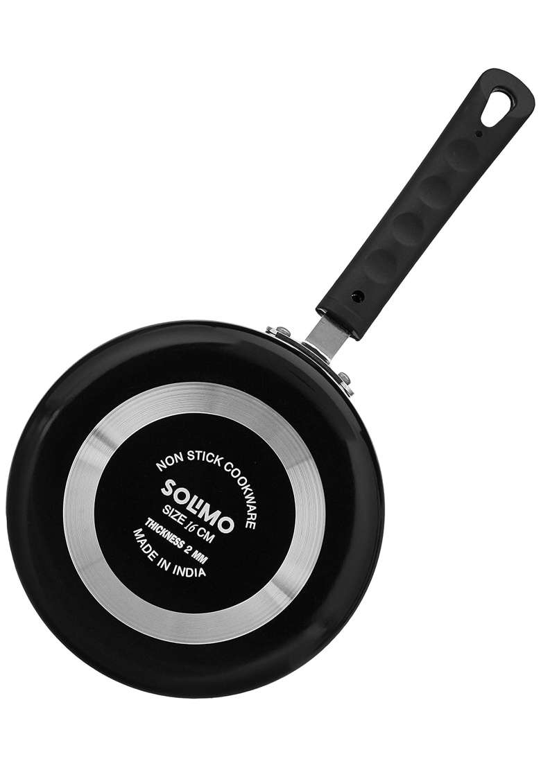 Solimo Amazon Brand Solimo Non-Stick Aluminium Saucepan with 2-Way Non-Stick Coating | 16 cm | 6.3 Inch - Indya