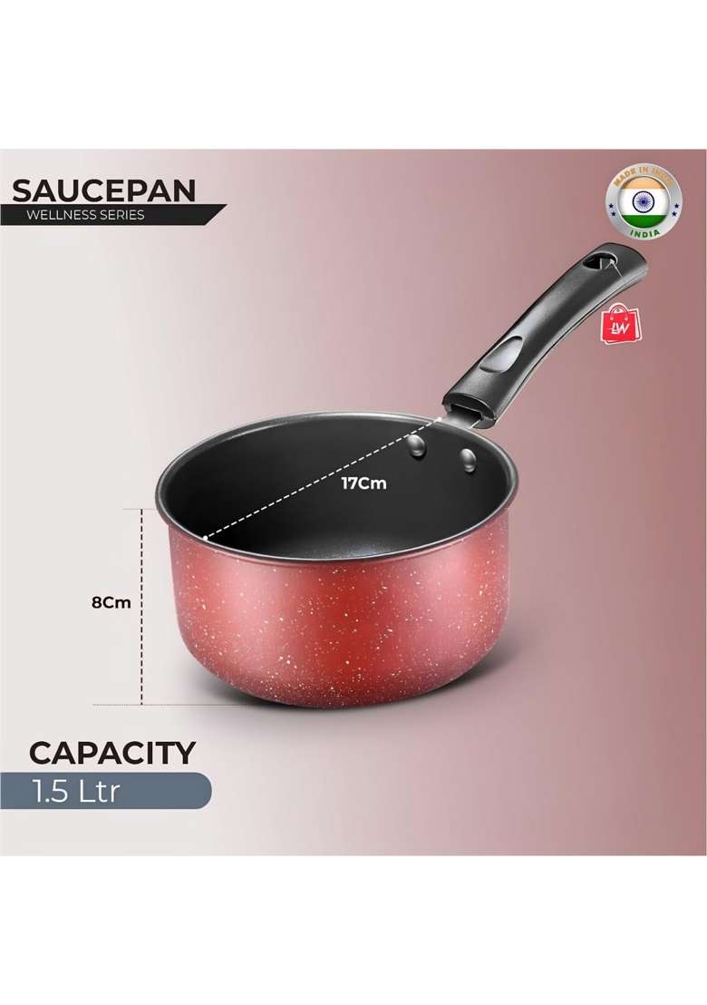 LAZYwindow Nonstick Sauce Pan | 1.5 L | 1.6 Qt | 16 cm | 6.3 Inch - Indya