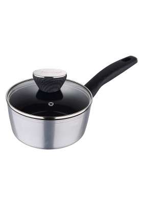 BERGNER Carbon TT Forged Aluminium Non-Stick Saucepan with Glass Lid and Induction Base | 1.3 L | 1.4 Qt | 16 cm | 6.3 Inch