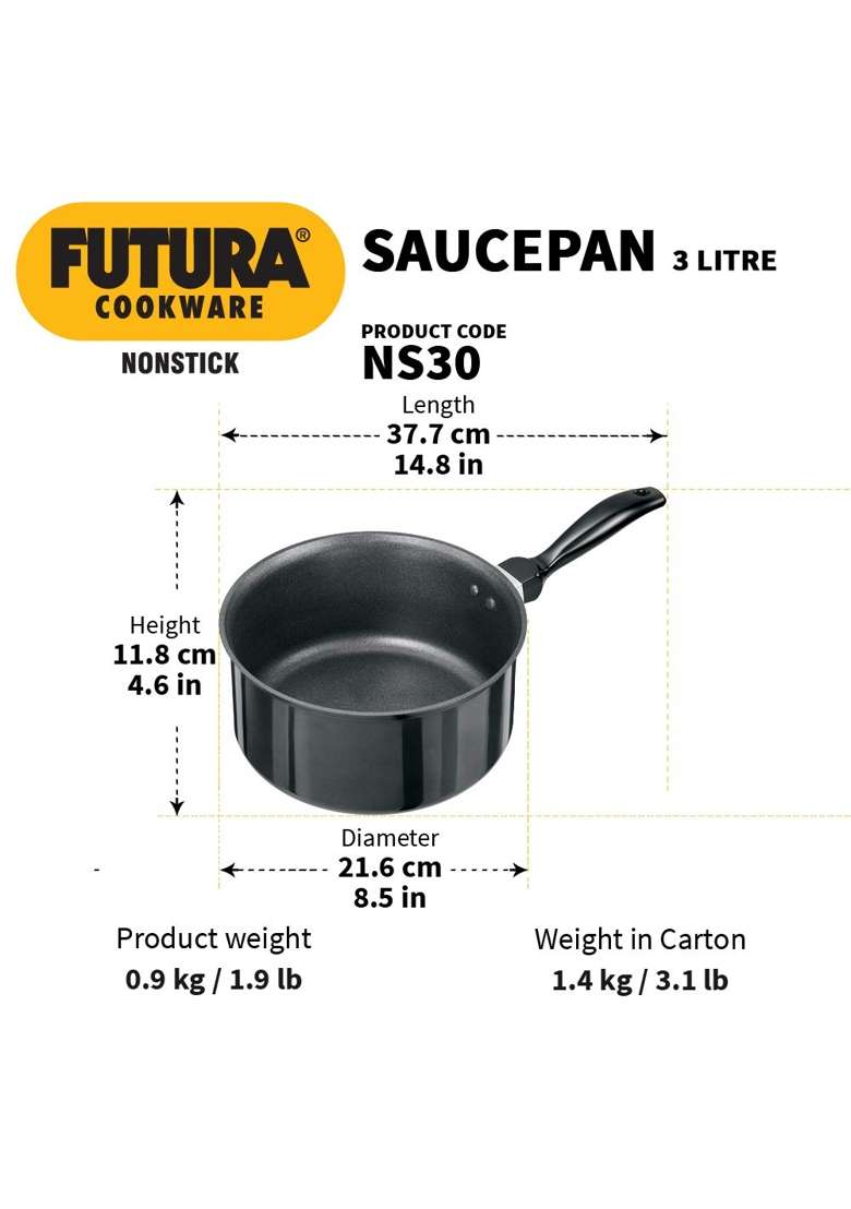Hawkins Futura Saucepan | 3 L | 3.2 Qt | Non-Stick - Indya