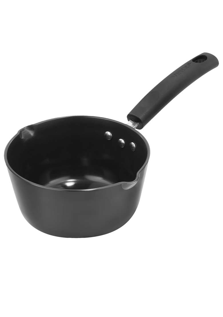 Vinod Black Pearl Hard Anodised Non Stick Saucepan | 1.8 L | 1.9 Qt | 18 cm | 7.1 Inch | Non-Toxic - Indya