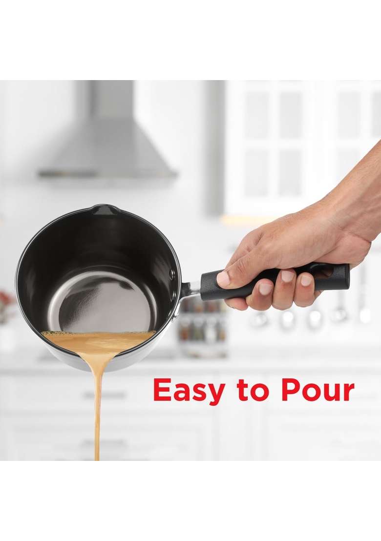 Vinod Black Pearl Hard Anodised Non Stick Saucepan | 1.8 L | 1.9 Qt | 18 cm | 7.1 Inch | Non-Toxic - Indya