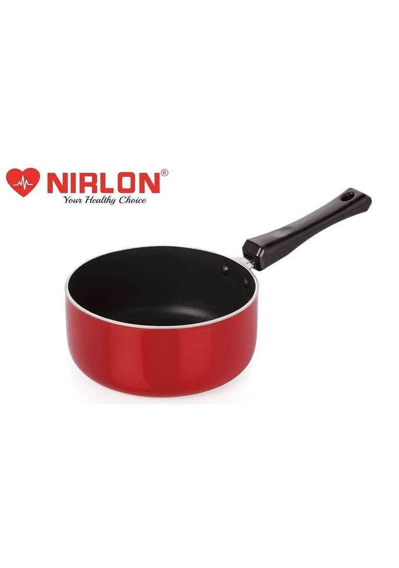 NIRLON Non Stick Food Grade Quality Aluminium Sauce Pan Milk Pan Coffee Pan Tea | 1.2 L | 1.3 Qt | 16 cm | 6.3 Inch - Indya