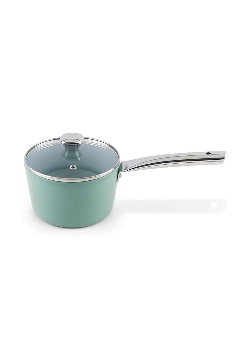 SALFORD Ceramic Sauce Pan | 1.75 L | 1.8 Qt | 16 cm | 6.3 Inch | Induction Compatible | Non-Stick | With Lid - Indya