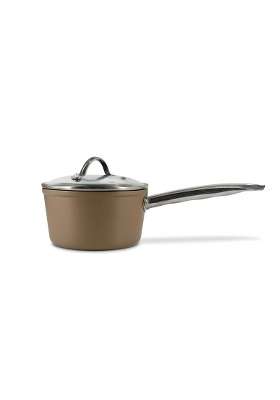 PLUMM Get Plumm Ceramic Sauce Pan with Glass Lid | 1.5 L | 1.6 Qt | 16 cm | 6.3 Inch | Induction Compatible | Non-Stick