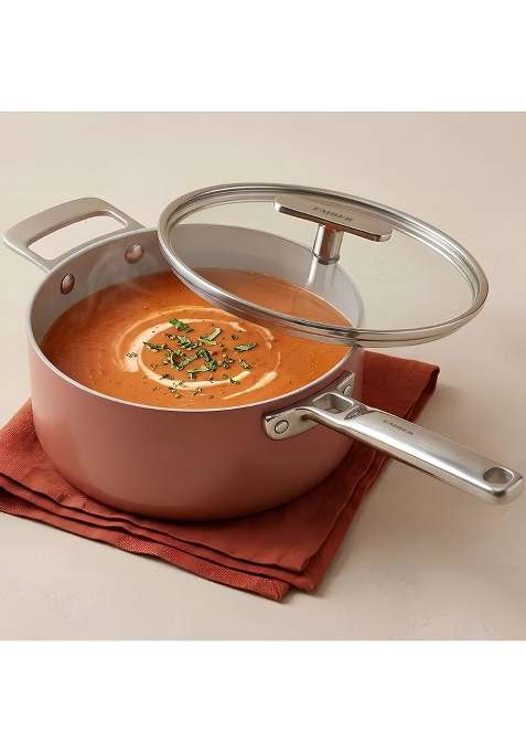 Ember Cookware Arcilla Ceramic Saucepan | 20 cm | 7.9 Inch | Induction Compatible | PFOA Free | Non-Stick