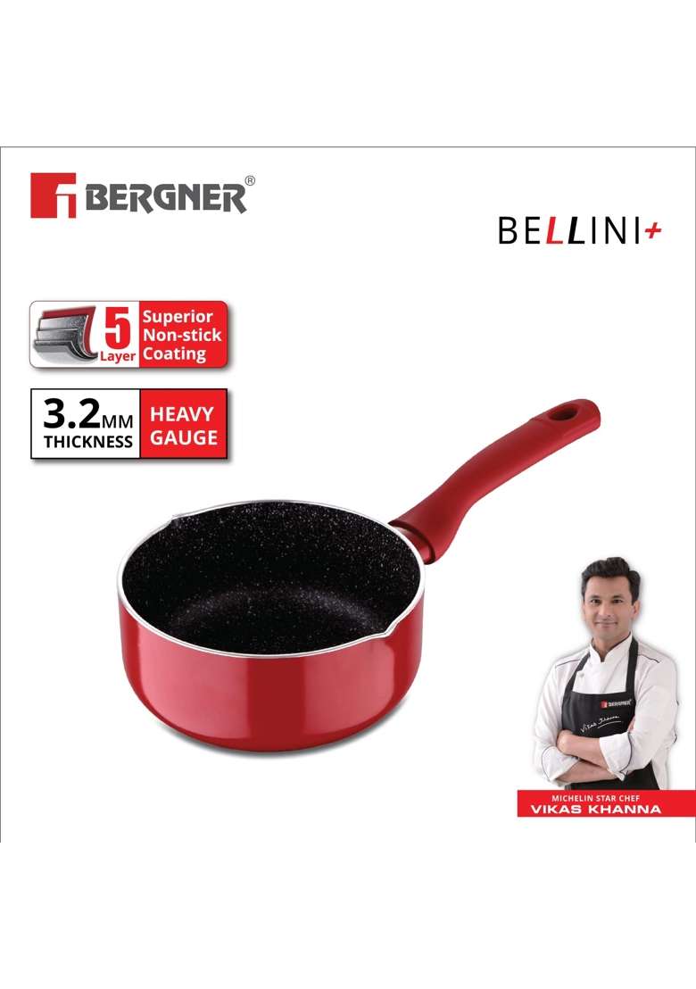 BERGNER Bellini Plus Induction Base | 1.8 L | 1.9 Qt | 16 cm | 6.3 Inch | PFOA Free | Non-Stick | Food Safe - Indya