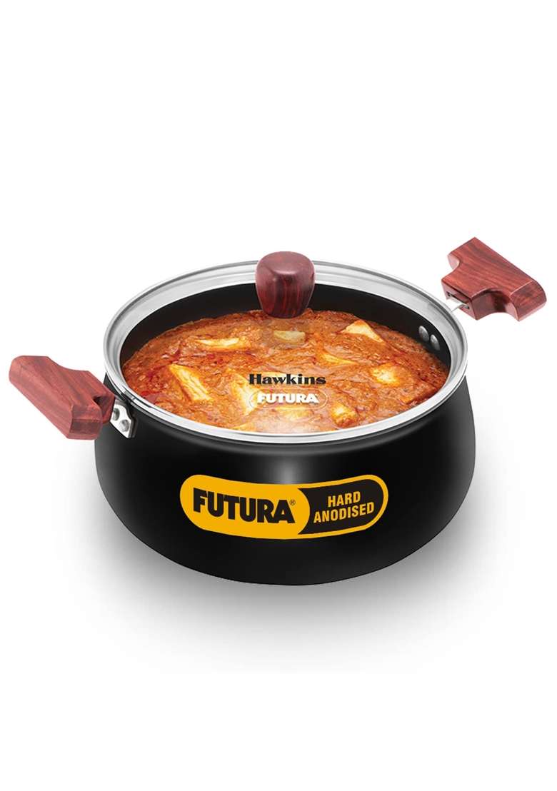 Hawkins Futura Non-Stick Cook in Serve Handi Cooking Pot | 4 L | 4.2 Qt | Induction Compatible | With Lid - Indya