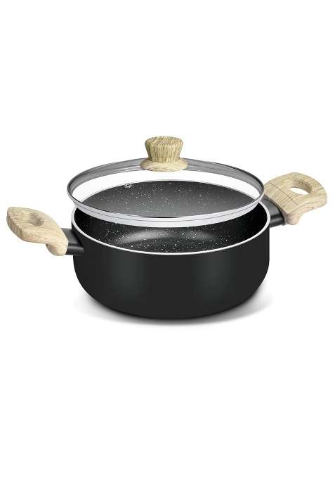 BERGNER Bellini Plus Aura 5-Layer Non-Stick Casserole with Glass Lid | 2.5 L | 2.6 Qt | 20 cm | 7.9 Inch | Induction Compatible