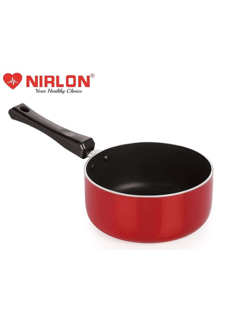 NIRLON Non Stick Food Grade Quality Aluminium Sauce Pan Milk Pan Coffee Pan Tea | 1.2 L | 1.3 Qt | 16 cm | 6.3 Inch - Indya