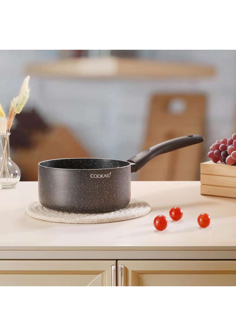 COOKAID Neo Glide Series Non Stick PTFE Sauce Pan | 1.5 L | 1.6 Qt | 16 cm | 6.3 Inch | Induction Compatible - Indya