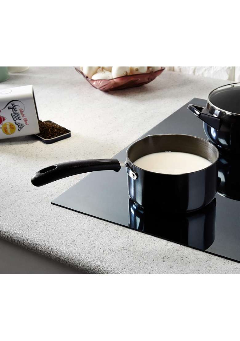 Solimo Amazon Brand Solimo Hard Anodized Aluminium Saucepan with Bakelite Handle | 1.5 L | 1.6 Qt | 28 cm | 11 Inch - Indya