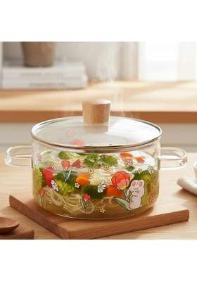 The Better Home Zeno Borosilicate Glass Cookware for Gas Stove | 1.45 L | 1.5 Qt | Non-Stick | With Lid