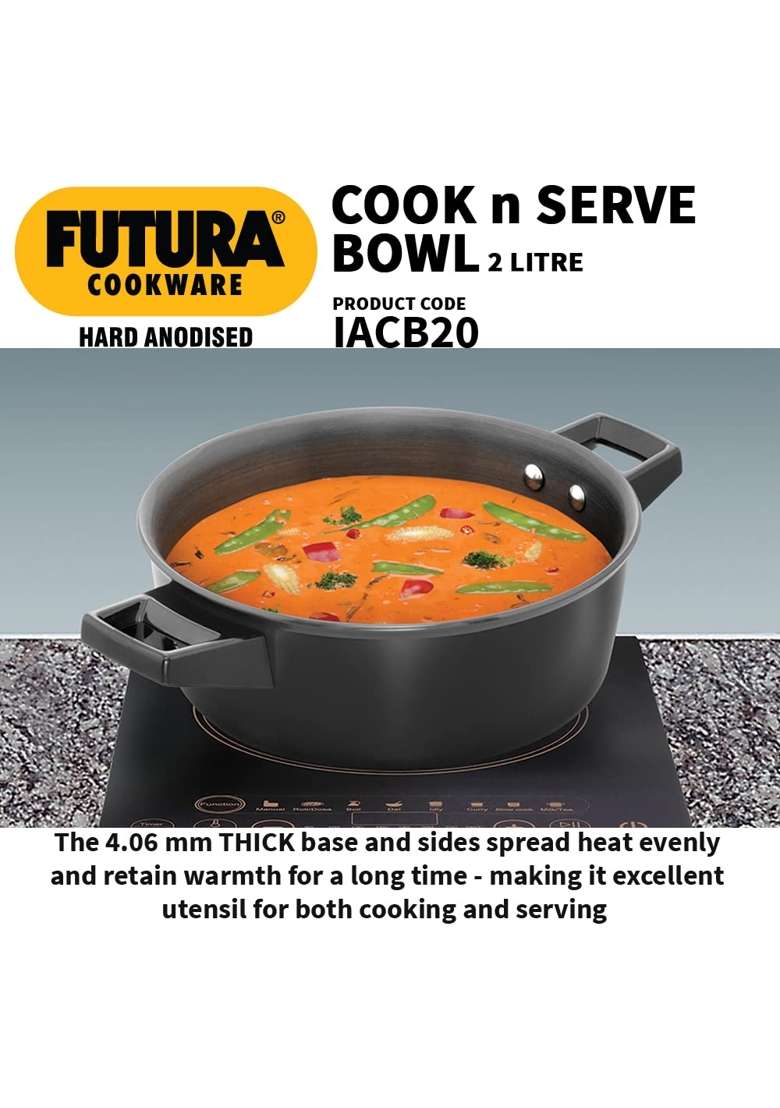 Hawkins Aluminium Futura Cook N Serve Bowl | 2 L | 2.1 Qt - Indya