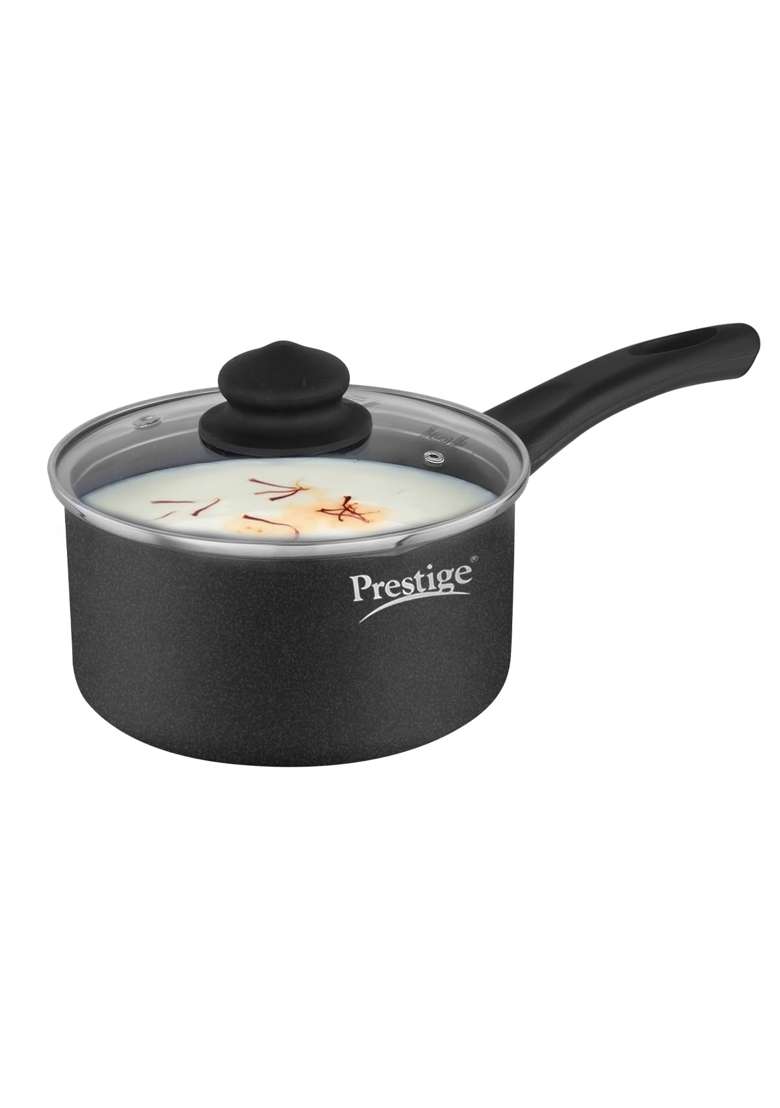 Prestige Omega Deluxe Granite Non Stick Milk Pan with Lid | 1.5 L | 1.6 Qt | 16 cm | 6.3 Inch - Indya