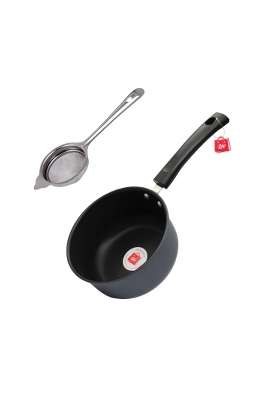 LAZYwindow Nonstick Sauce Pan with Tea Strainer Combo Pack | 1.5 L | 1.6 Qt