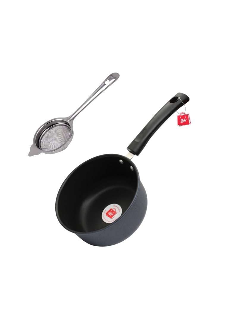 LAZYwindow Nonstick Sauce Pan with Tea Strainer Combo Pack | 1.5 L | 1.6 Qt - Indya