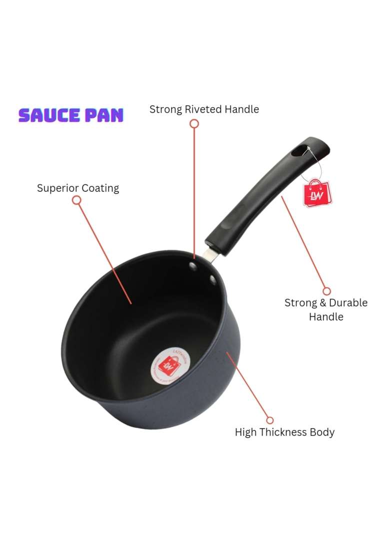 LAZYwindow Nonstick Sauce Pan with Tea Strainer Combo Pack | 1.5 L | 1.6 Qt - Indya