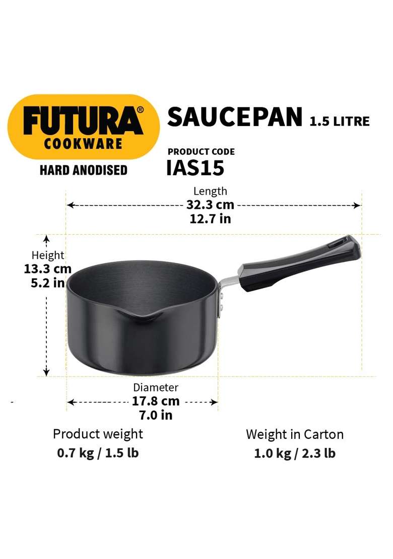 Hawkins Futura Saucepan | 1.5 L | 1.6 Qt | Induction Compatible - Indya