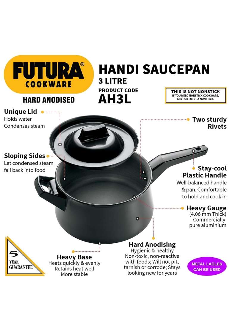 Hawkins Futura Handi Cooking Pot | 3 L | 3.2 Qt - Indya