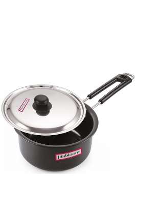 FLIXBLOOM Edge Hard Anodised Big Sauce Pan Induction Base Gas Stovetop Friendly Deep | 3 L | 3.2 Qt | With Lid