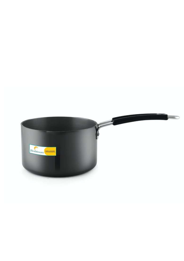 FLIXBLOOM Gradely Hard Anodised Black Induction Base LPG Gas Stove Friendly Cookware | 2 L | 2.1 Qt - Indya