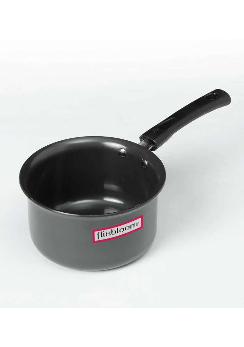 FLIXBLOOM Mega Pro Black Hard Anodised Induction Base Kitchen Utensil Cookware Sauce Pan | 3 L | 3.2 Qt - Indya