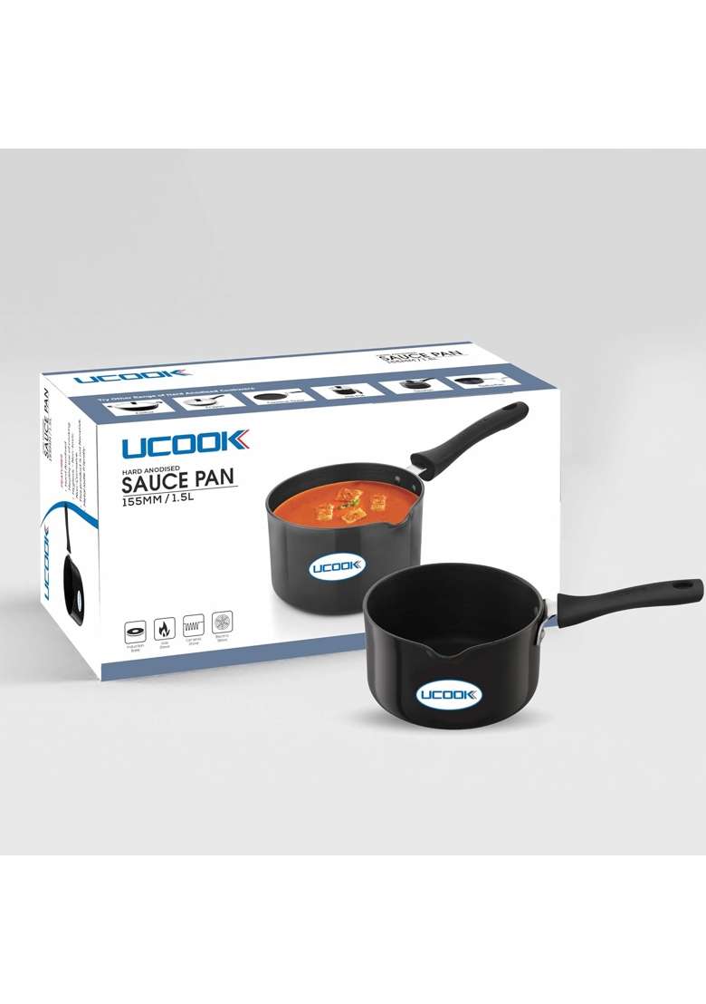 UCOOK By United Ekta Group Hard Anodised Induction Base Saucepan | 1.5 L | 1.6 Qt - Indya